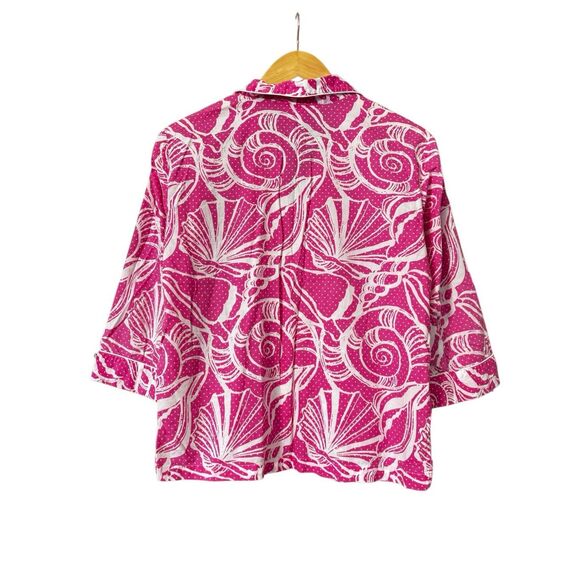 Lilly Pulitzer Sleepwear button down Pajama Set Seashell Dots Bright Pink White - Picture 3 of 11